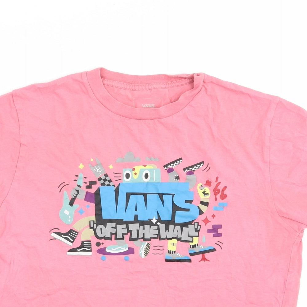 VANS Girls Pink  Cotton Pullover T-Shirt Size 12-13 Years Crew Neck Pullover