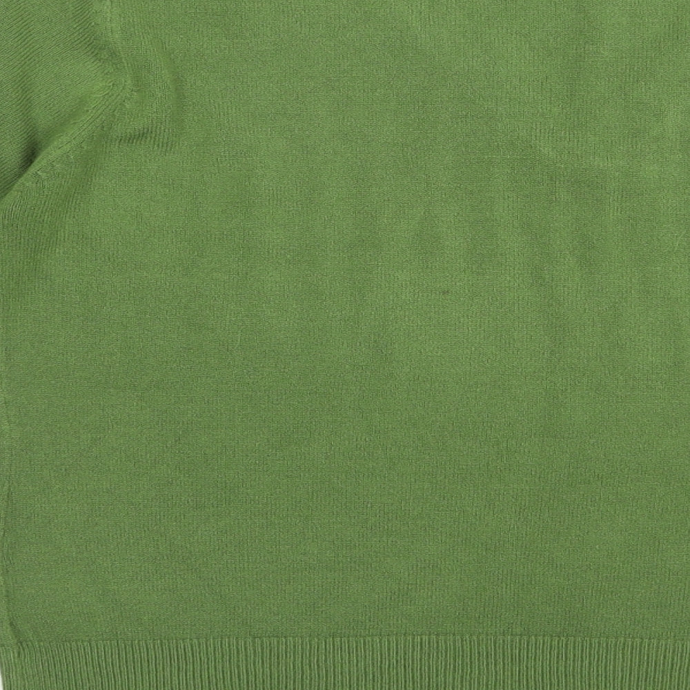 M&Co Womens Green V-Neck  Acrylic Pullover Jumper Size L