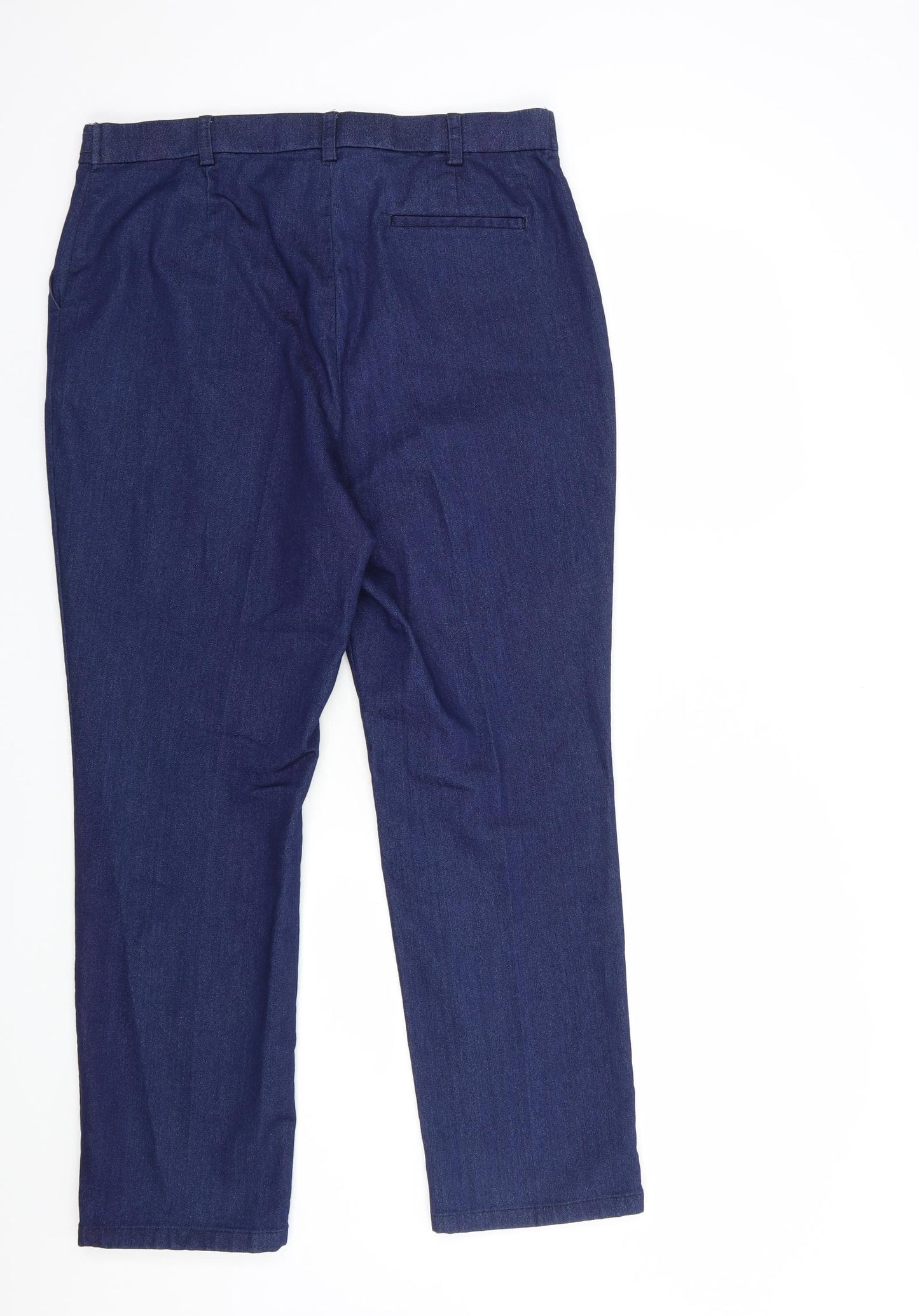 Marks and Spencer Womens Blue  Cotton Straight Jeans Size 14 L29 in Regular Hook & Loop