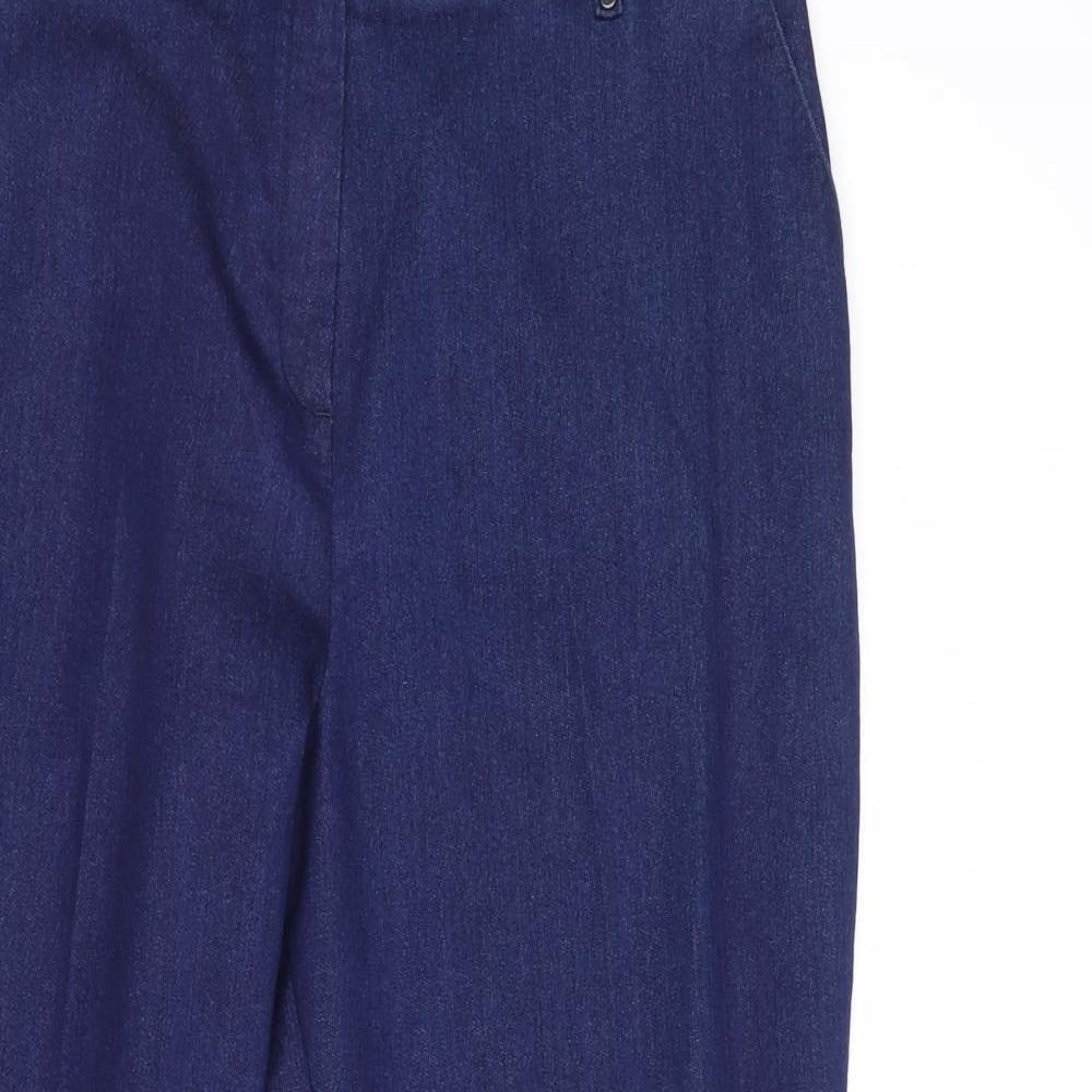 Marks and Spencer Womens Blue  Cotton Straight Jeans Size 14 L29 in Regular Hook & Loop
