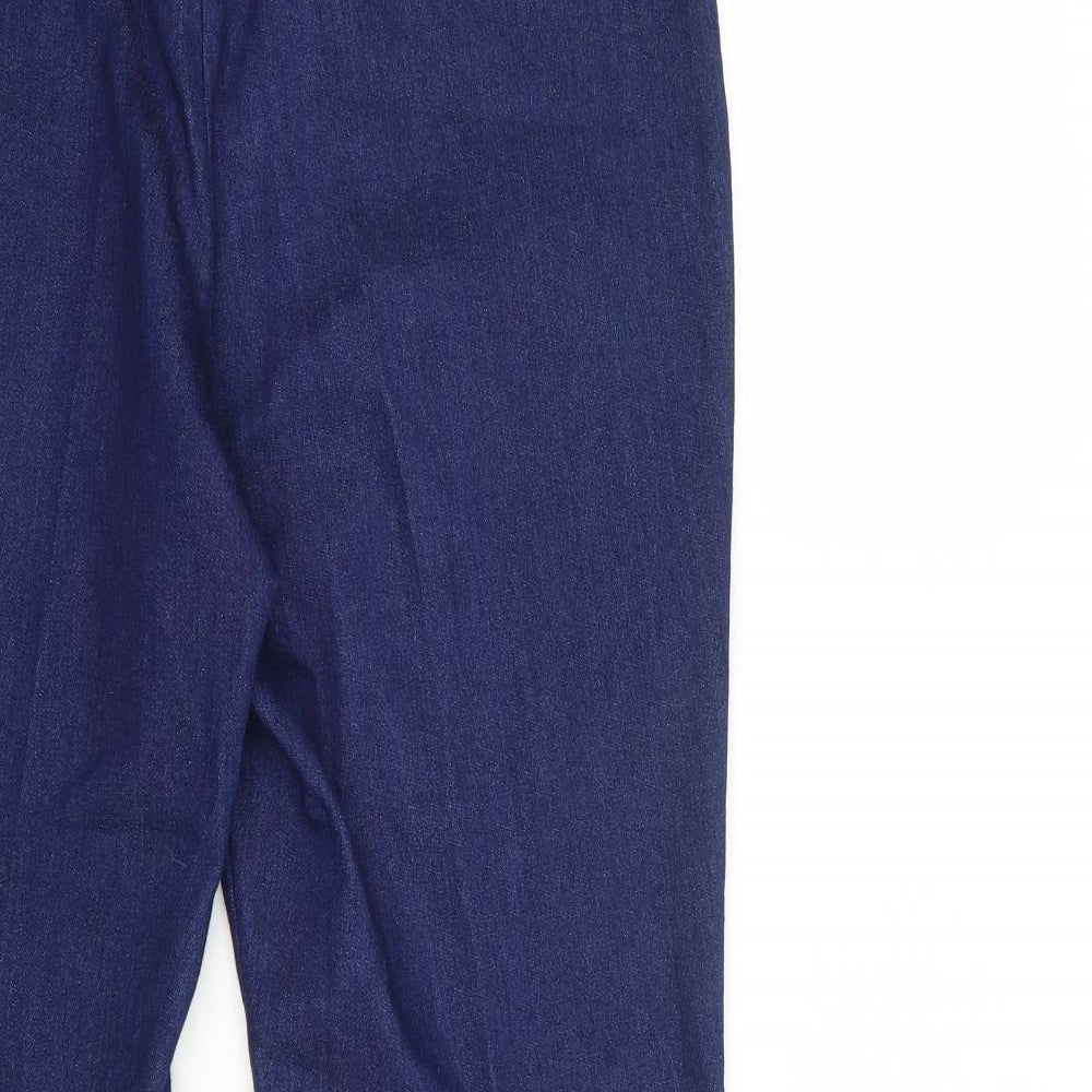 Marks and Spencer Womens Blue  Cotton Straight Jeans Size 14 L29 in Regular Hook & Loop