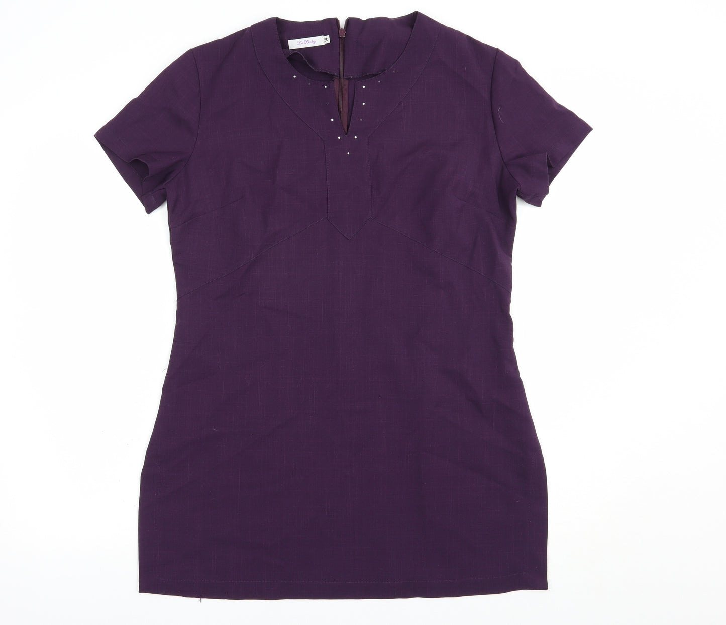 La Beeby Womens Purple  Polyester Tunic Blouse Size 14 V-Neck