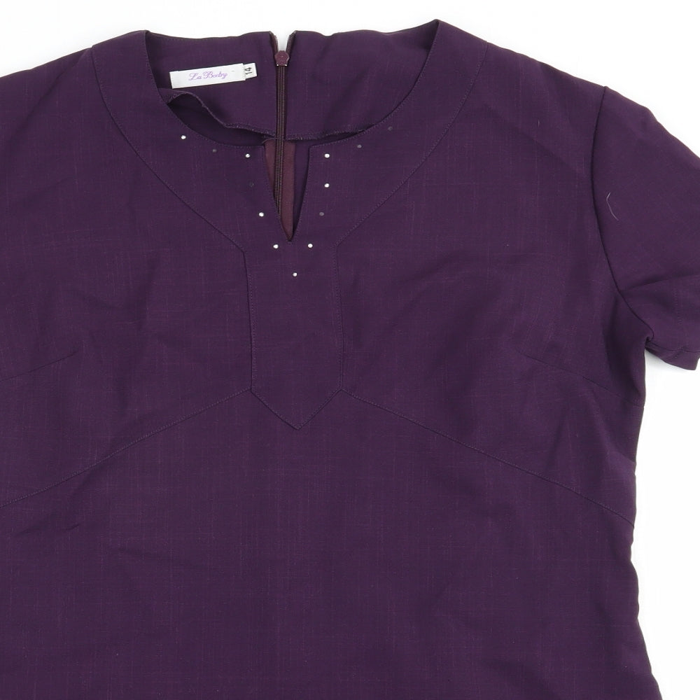 La Beeby Womens Purple  Polyester Tunic Blouse Size 14 V-Neck