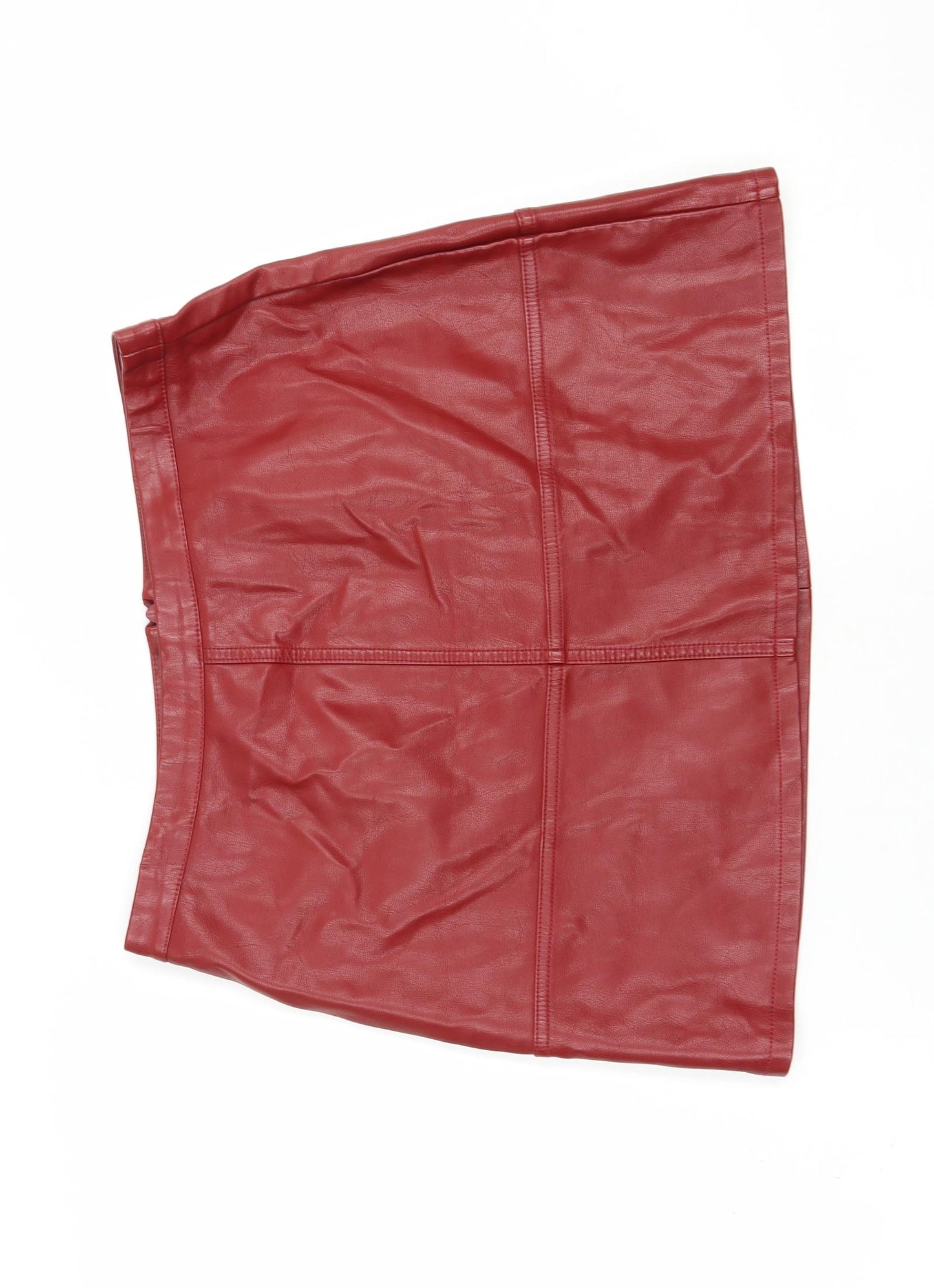 New Look Womens Red  Polyurethane Mini Skirt Size 14   Zip