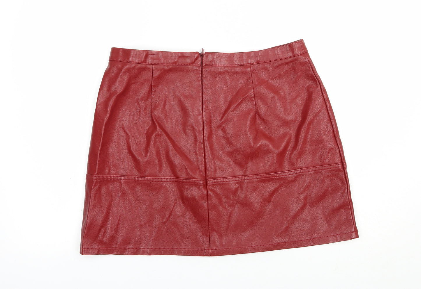 New Look Womens Red  Polyurethane Mini Skirt Size 14   Zip