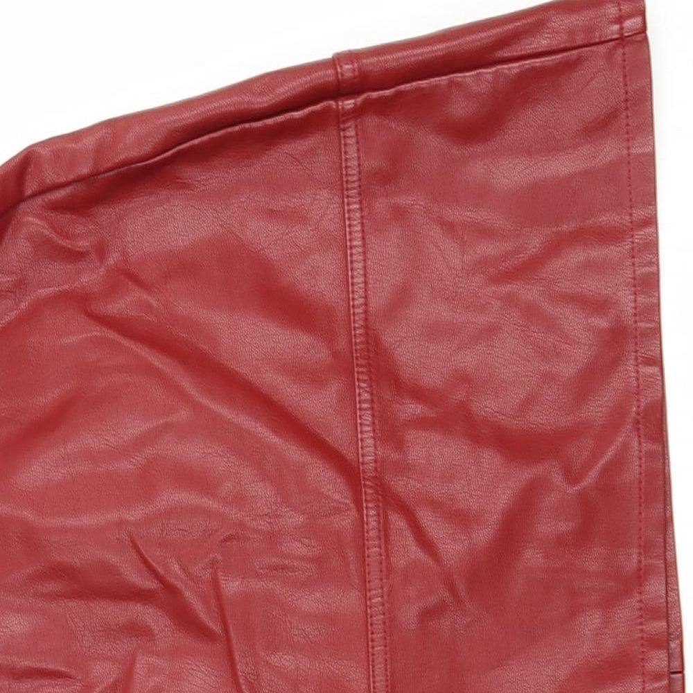 New Look Womens Red  Polyurethane Mini Skirt Size 14   Zip