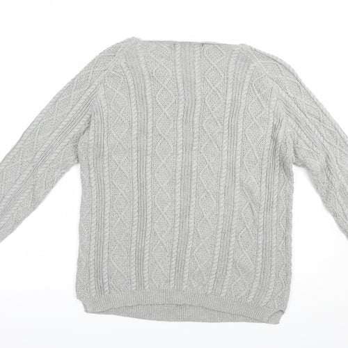 Tru Collection Womens Grey Boat Neck  Cotton Pullover Jumper Size XL