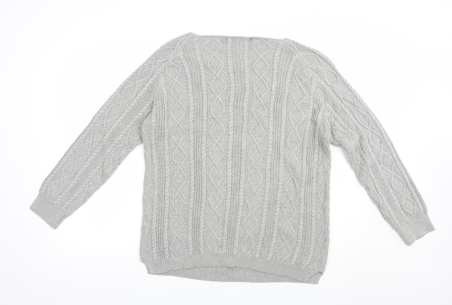 Tru Collection Womens Grey Boat Neck  Cotton Pullover Jumper Size XL