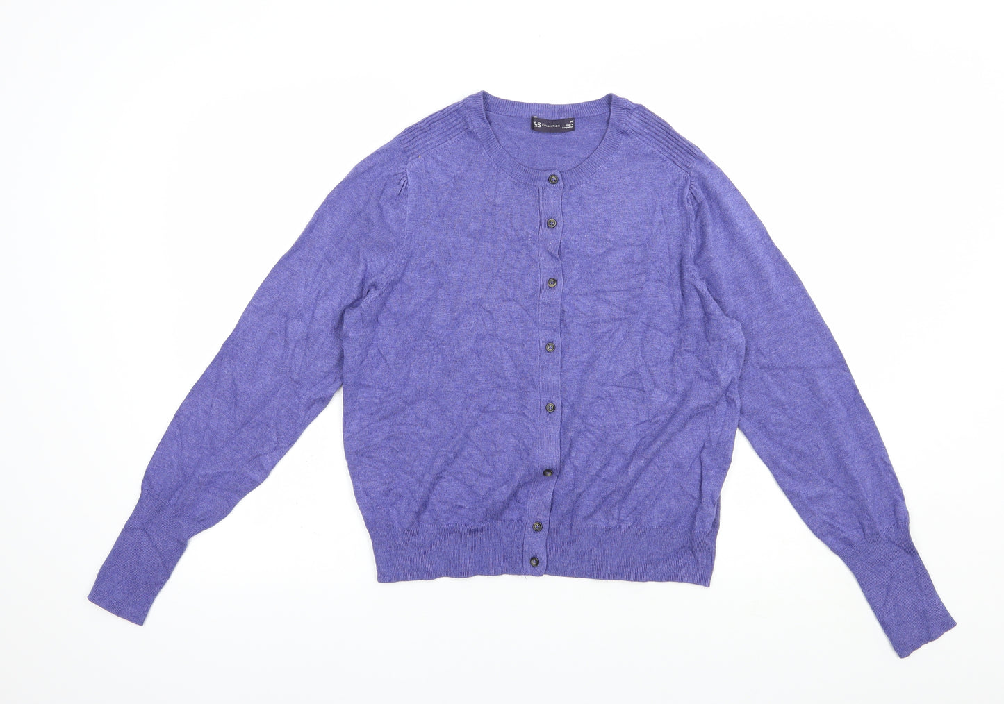 Marks and Spencer Womens Purple Crew Neck  Viscose Cardigan Jumper Size 14