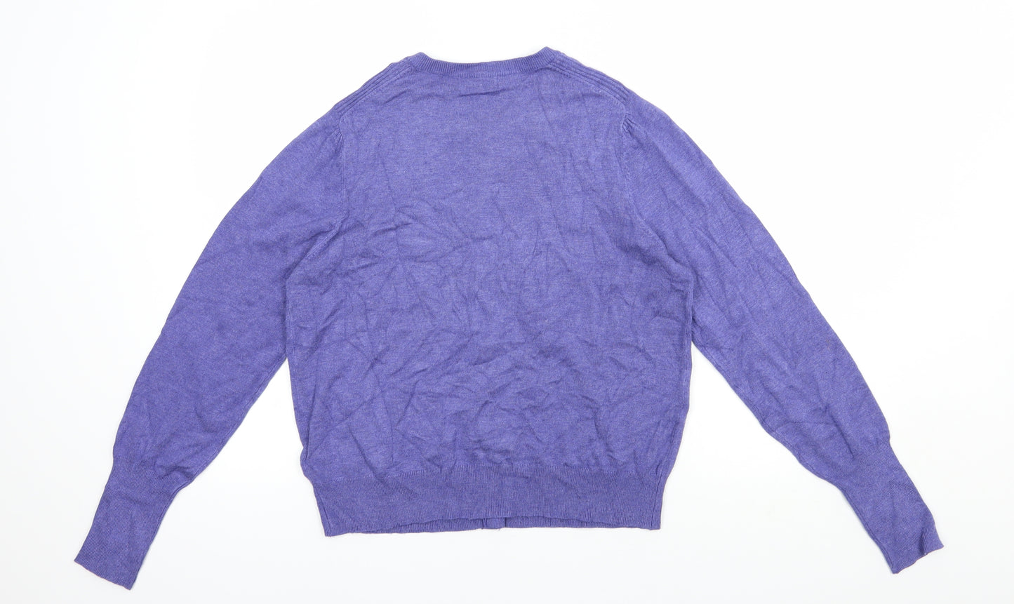 Marks and Spencer Womens Purple Crew Neck  Viscose Cardigan Jumper Size 14