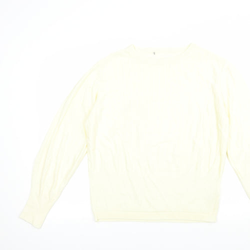 Marks and Spencer Womens Ivory Crew Neck  Viscose Pullover Jumper Size 14