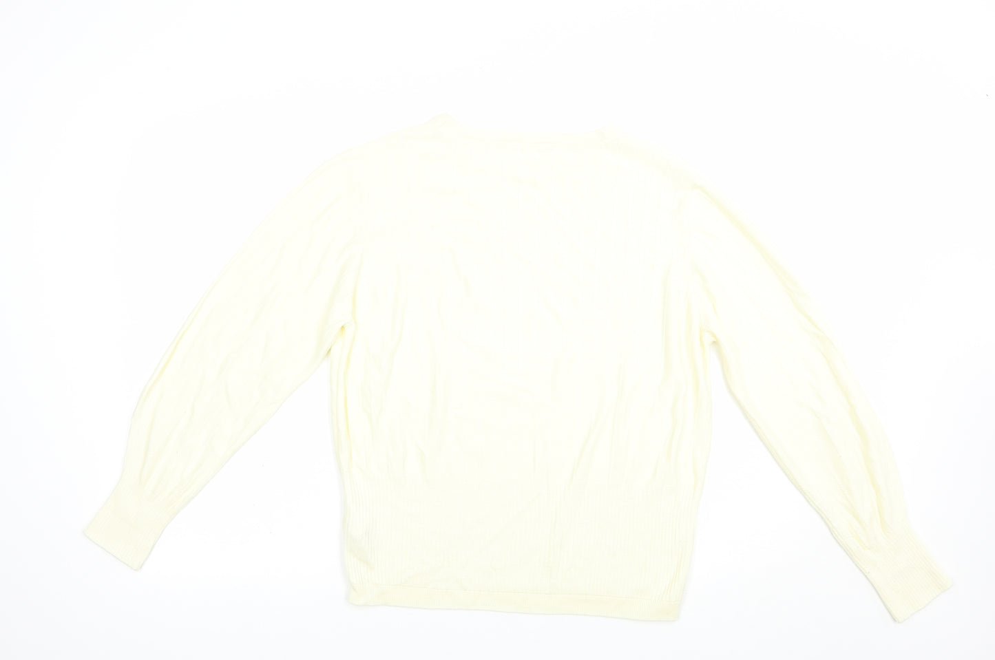 Marks and Spencer Womens Ivory Crew Neck  Viscose Pullover Jumper Size 14