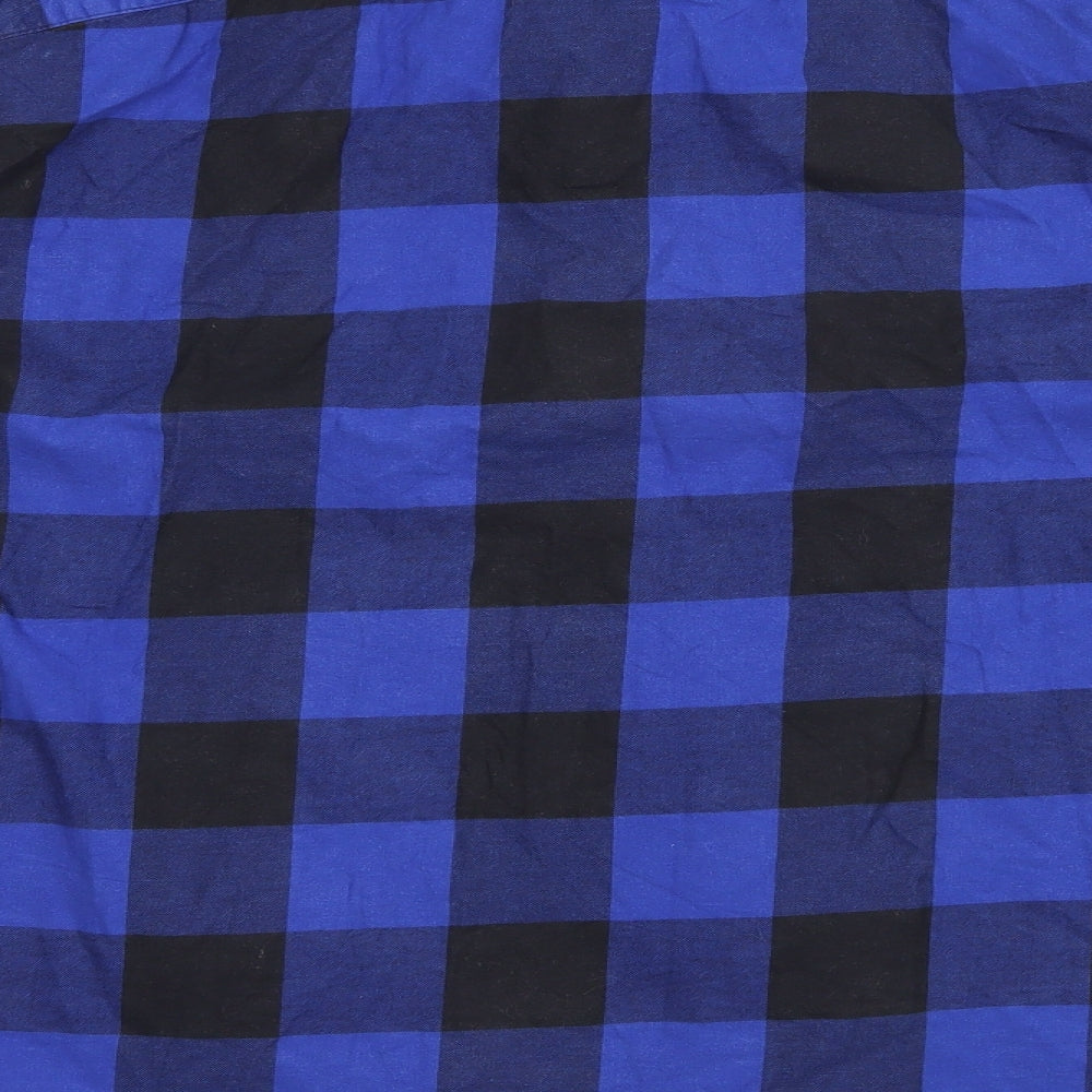 NEXT Mens Blue Check Cotton  Button-Up Size 2XL Collared Button