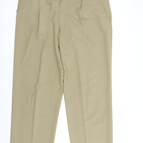 Meyer Mens Beige  Polyester Dress Pants Trousers Size 34 in L31 in Regular Button