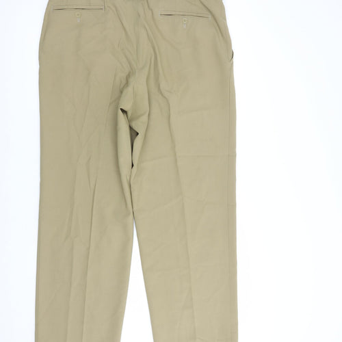 Meyer Mens Beige  Polyester Dress Pants Trousers Size 34 in L31 in Regular Button