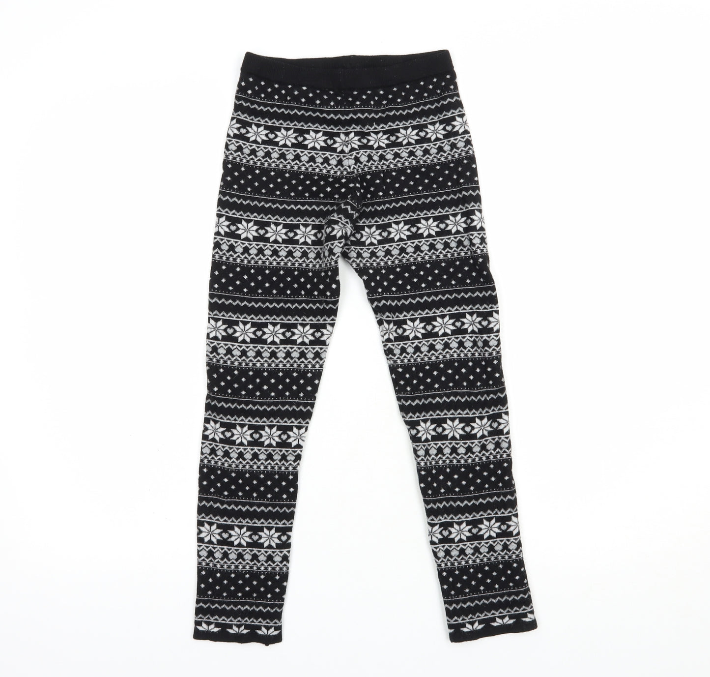 Primark Girls Black Fair Isle Viscose Jogger Trousers Size 12-13 Years  Regular  - Leggings