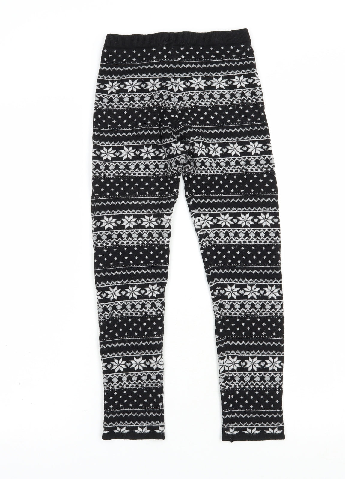 Primark Girls Black Fair Isle Viscose Jogger Trousers Size 12-13 Years  Regular  - Leggings