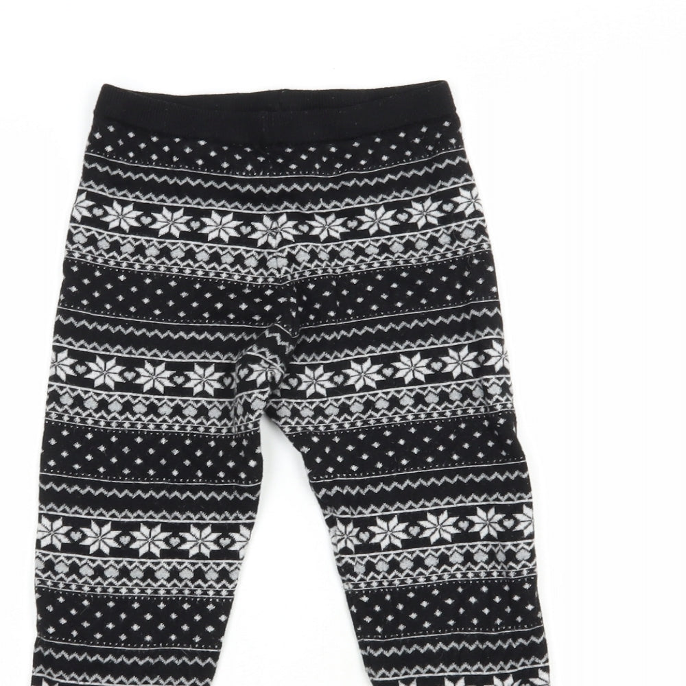 Primark Girls Black Fair Isle Viscose Jogger Trousers Size 12-13 Years  Regular  - Leggings