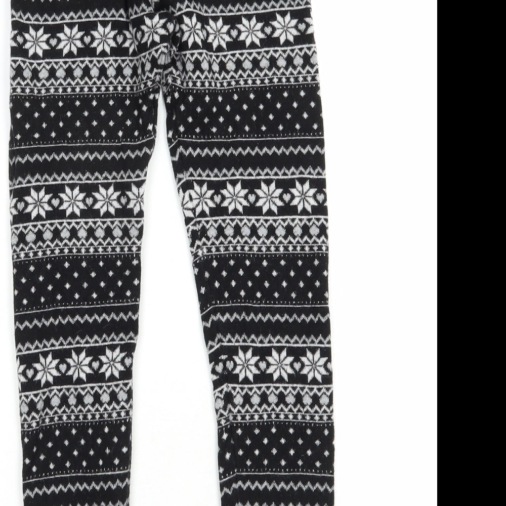 Primark Girls Black Fair Isle Viscose Jogger Trousers Size 12-13 Years  Regular  - Leggings