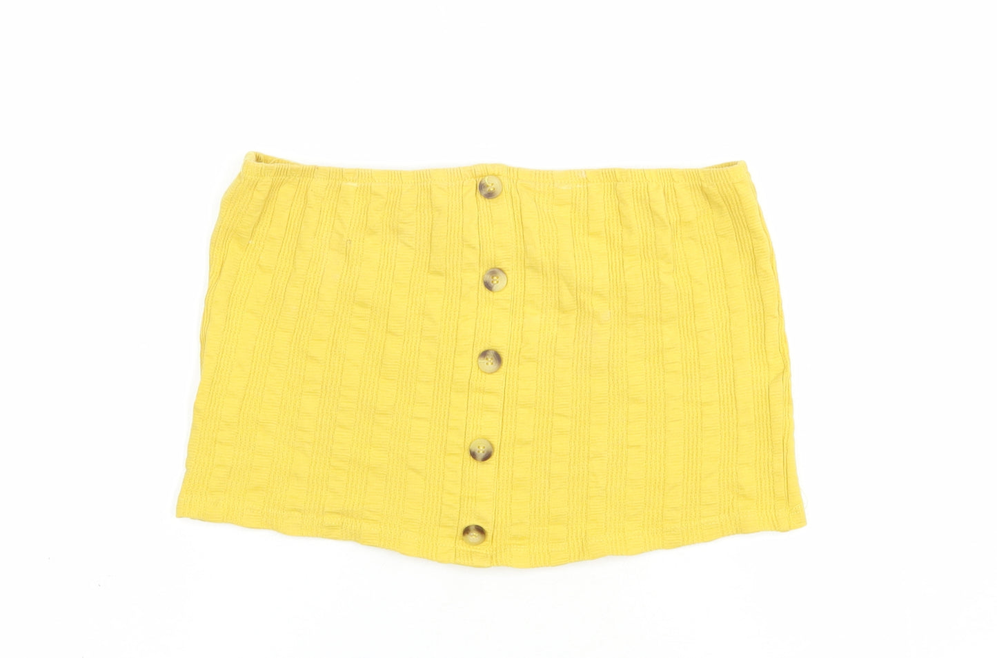 New Look Womens Yellow  Cotton Cropped Tank Size 14 Off the Shoulder