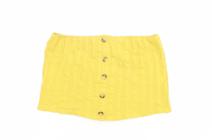 New Look Womens Yellow  Cotton Cropped Tank Size 14 Off the Shoulder