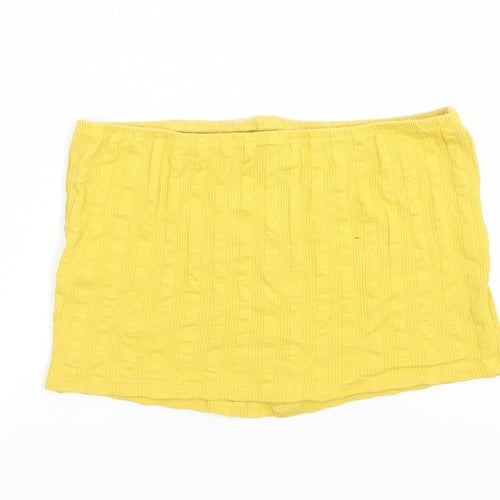 New Look Womens Yellow  Cotton Cropped Tank Size 14 Off the Shoulder