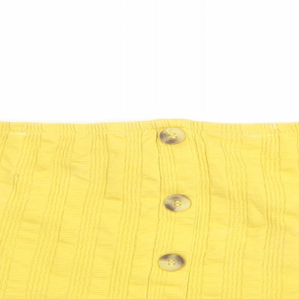 New Look Womens Yellow  Cotton Cropped Tank Size 14 Off the Shoulder