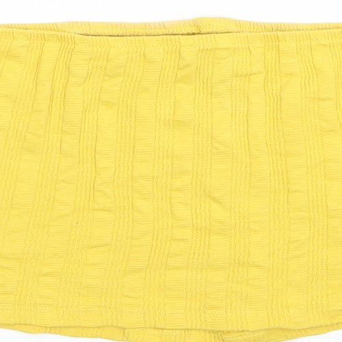 New Look Womens Yellow  Cotton Cropped Tank Size 14 Off the Shoulder