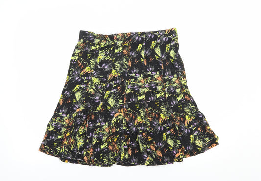 Front view of Marks & Spencer women’s gold viscose skater skirt, size UK 10