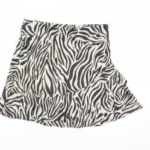 Miss Selfridge Womens Beige Animal Print Polyester Skater Skirt Size 14