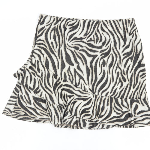 Miss Selfridge Womens Beige Animal Print Polyester Skater Skirt Size 14