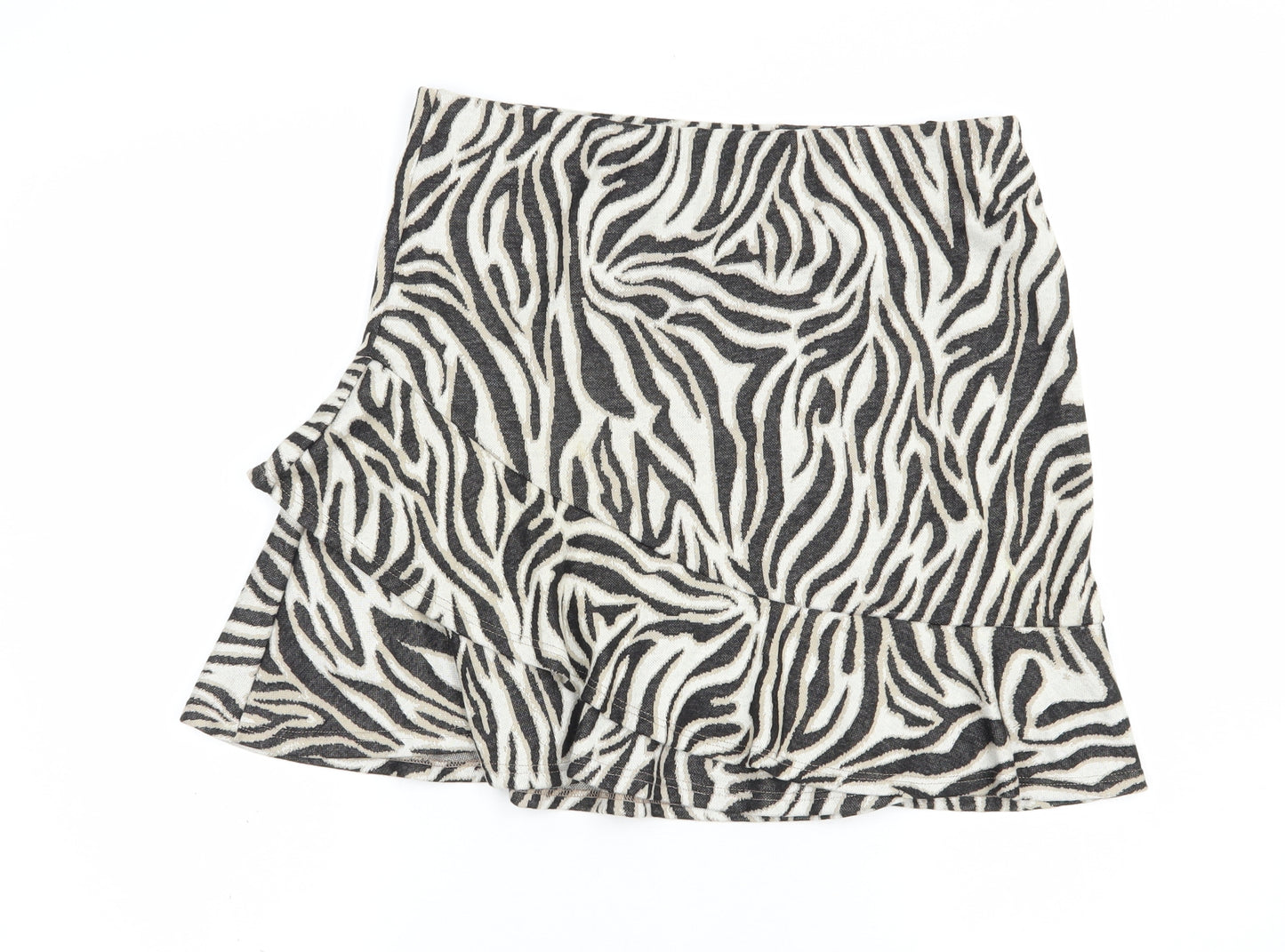 Miss Selfridge Womens Beige Animal Print Polyester Skater Skirt Size 14