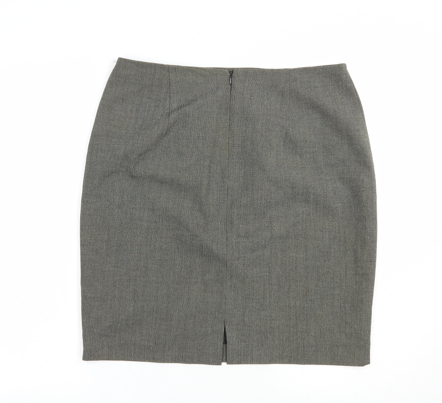 Wallis Womens Grey  Polyester Straight & Pencil Skirt Size 14   Zip
