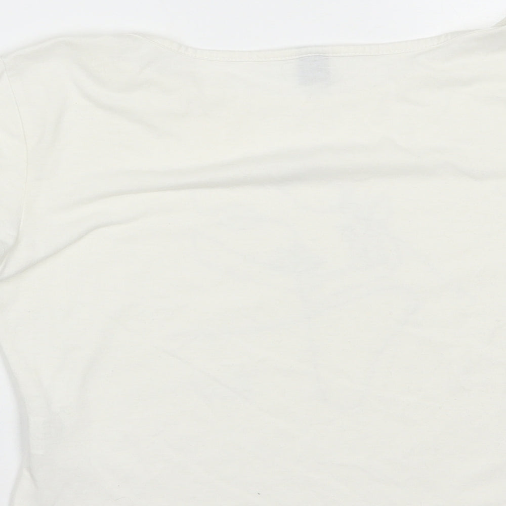 SheIn Womens White  Polyester Basic T-Shirt Size M Boat Neck - Love
