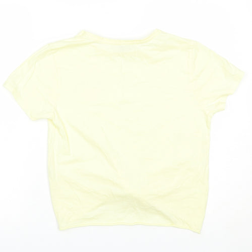 Primark Womens Yellow  Cotton Basic T-Shirt Size 10 Crew Neck - Good Things