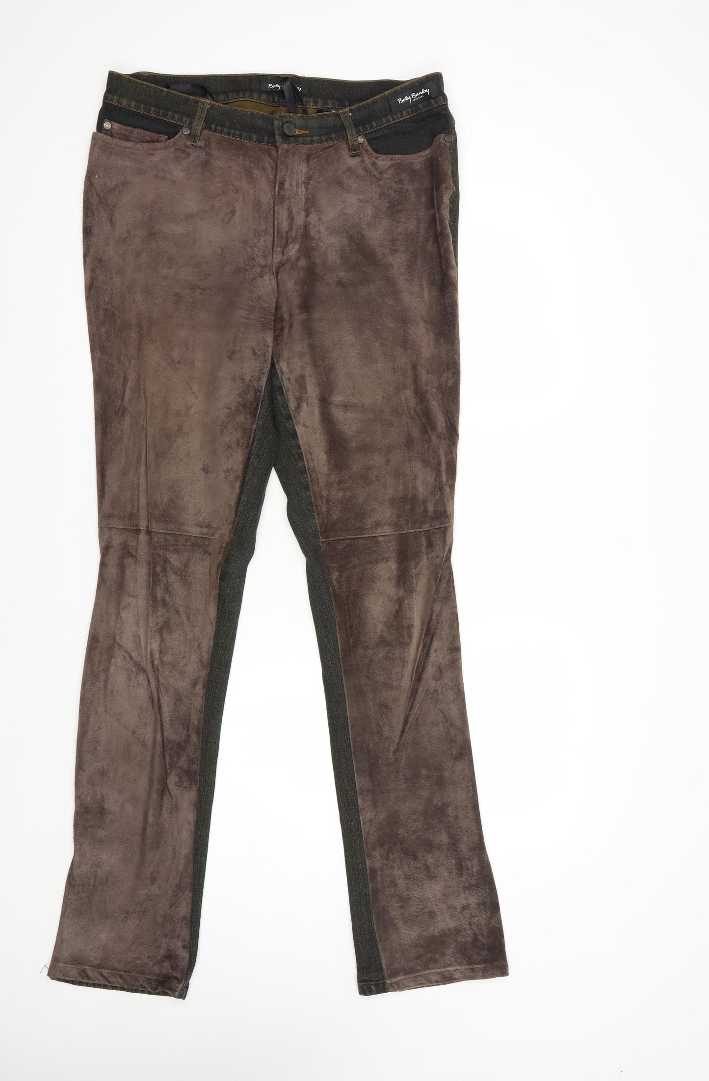Betty Barclay Womens Brown  Leather Straight Jeans Size 16 L34 in Regular Button - Suede Front