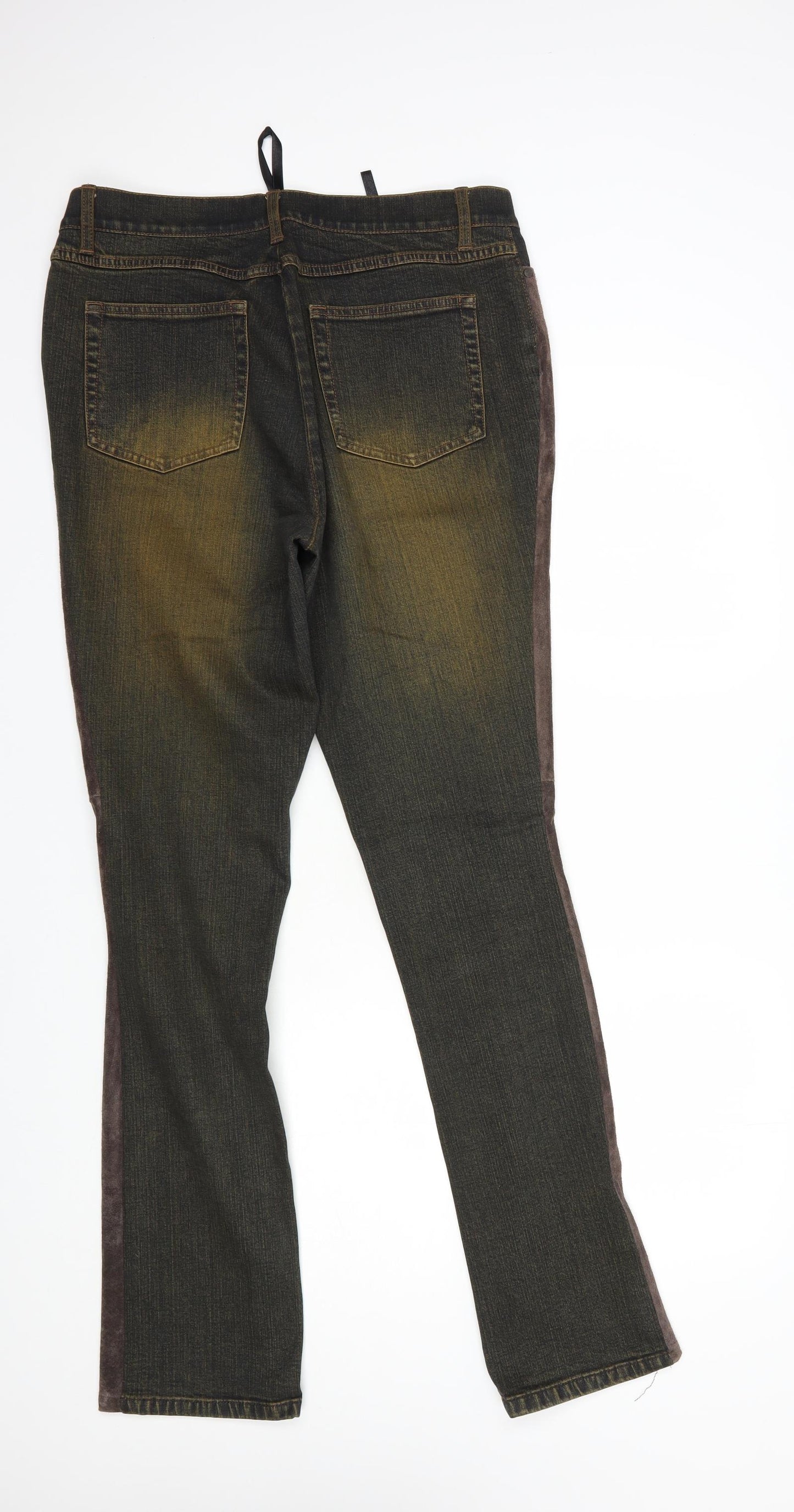 Betty Barclay Womens Brown  Leather Straight Jeans Size 16 L34 in Regular Button - Suede Front