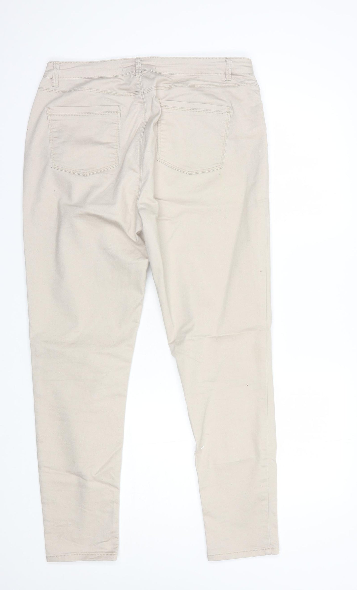 Dunnes Stores Womens Beige  Cotton Skinny Jeans Size 16 L29 in Regular Button