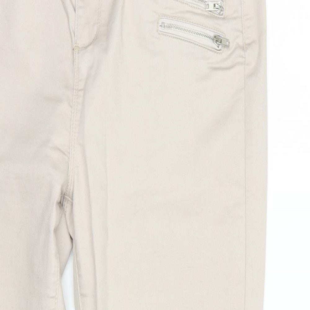 Dunnes Stores Womens Beige  Cotton Skinny Jeans Size 16 L29 in Regular Button