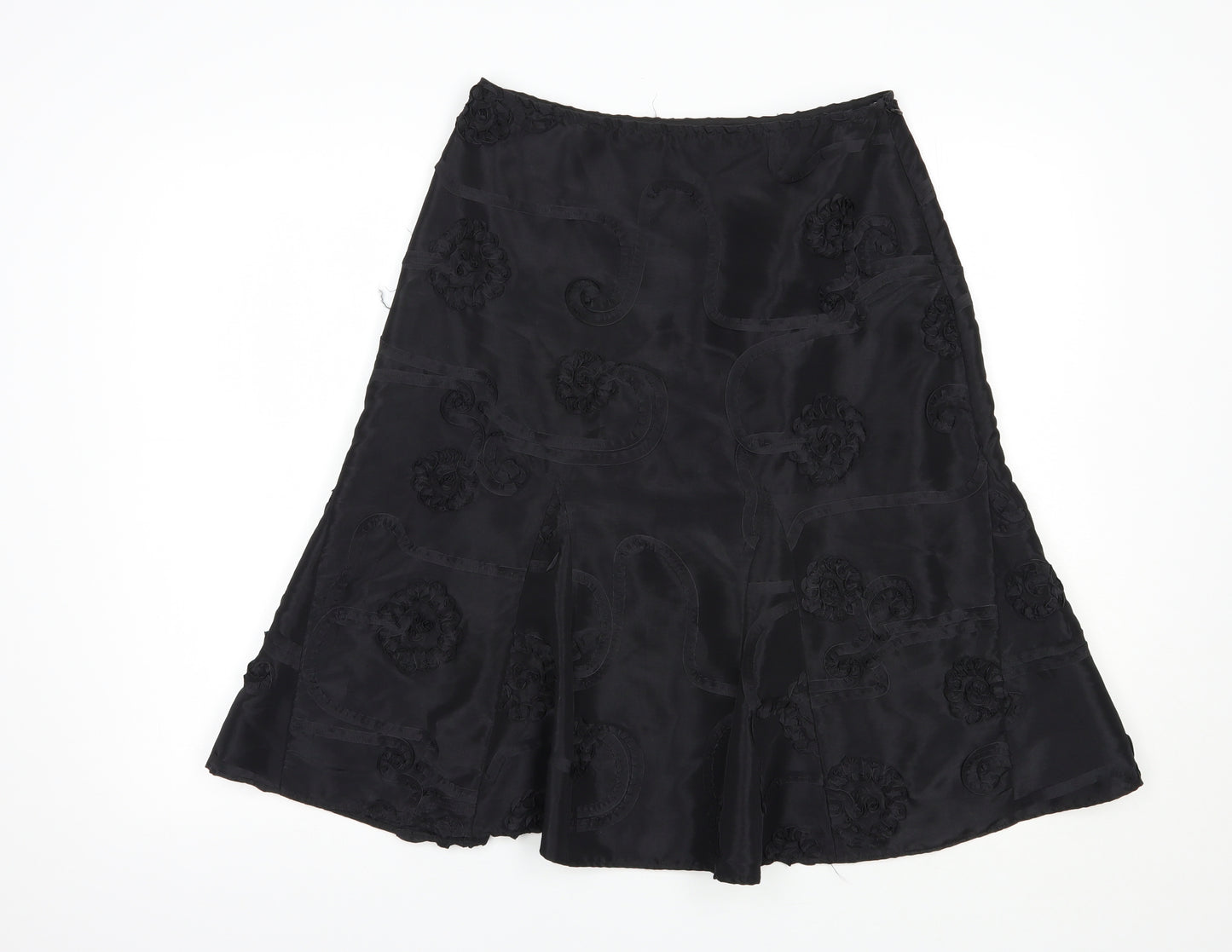 Per Una Womens Black  Polyester A-Line Skirt Size 10   Zip
