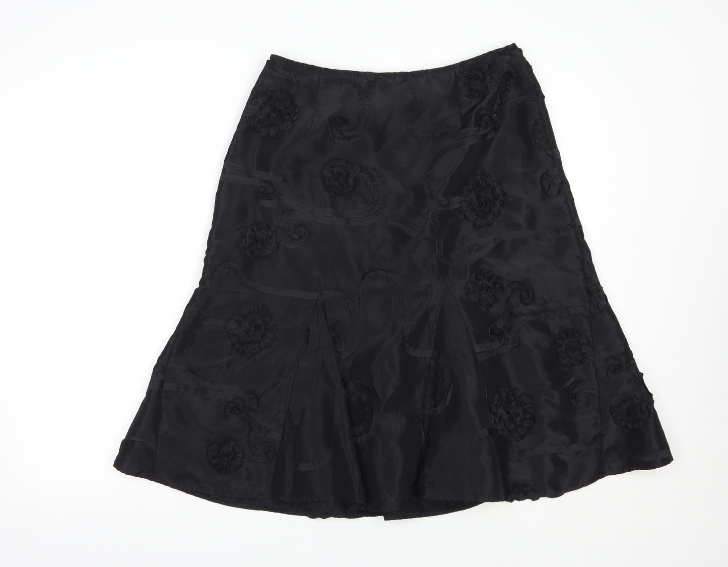 Per Una Womens Black  Polyester A-Line Skirt Size 10   Zip