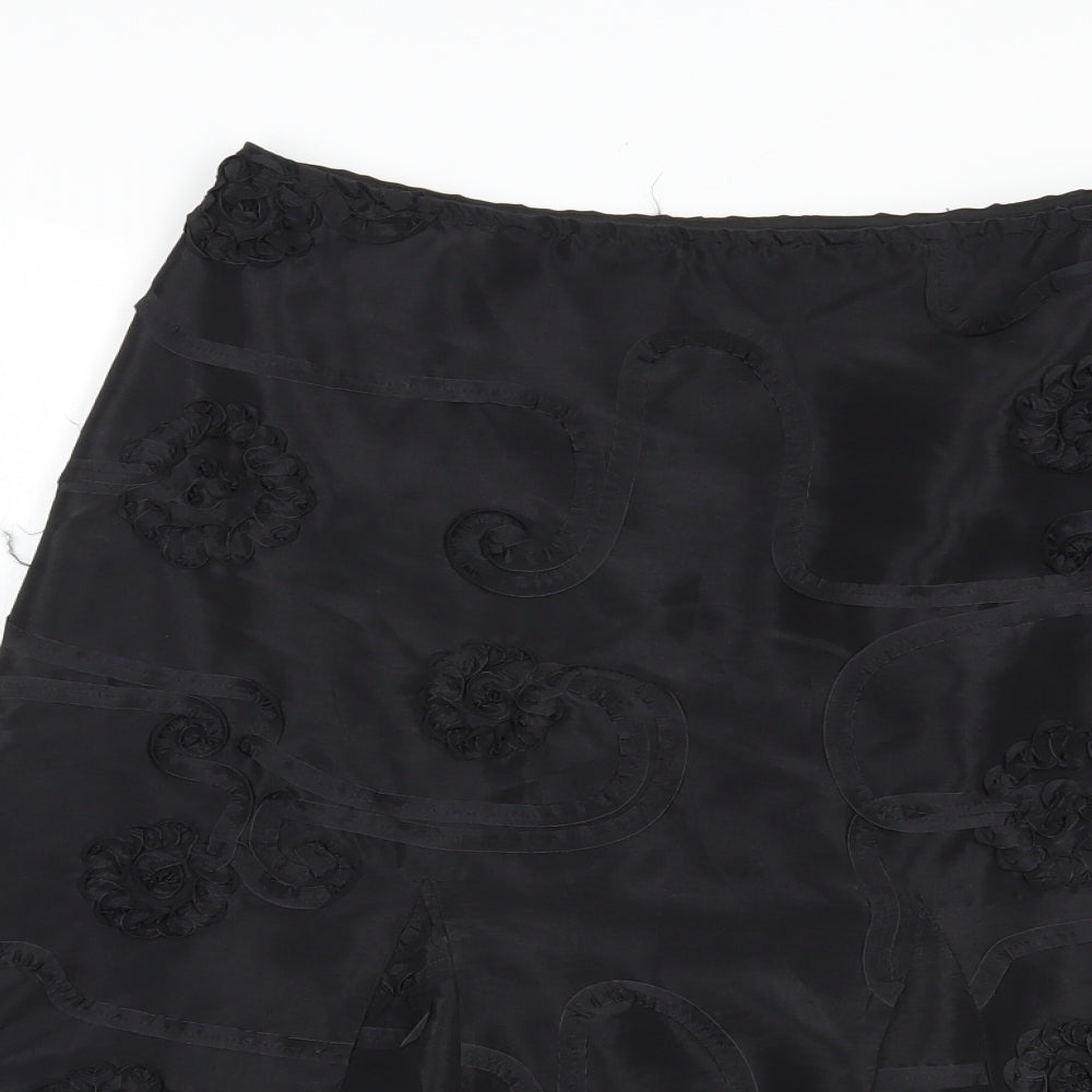 Per Una Womens Black  Polyester A-Line Skirt Size 10   Zip