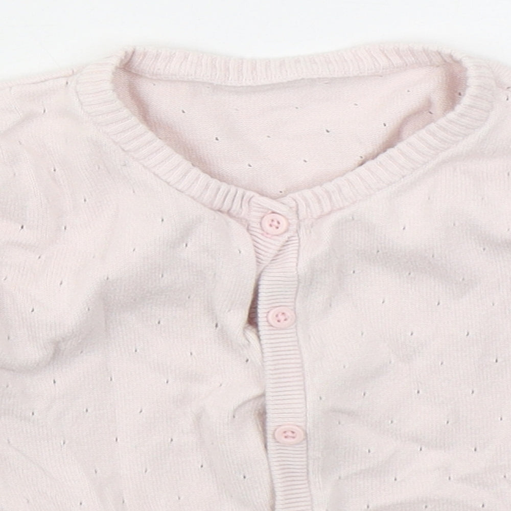 Matalan Girls Pink Crew Neck  Cotton Cardigan Jumper Size 6-7 Years  Button