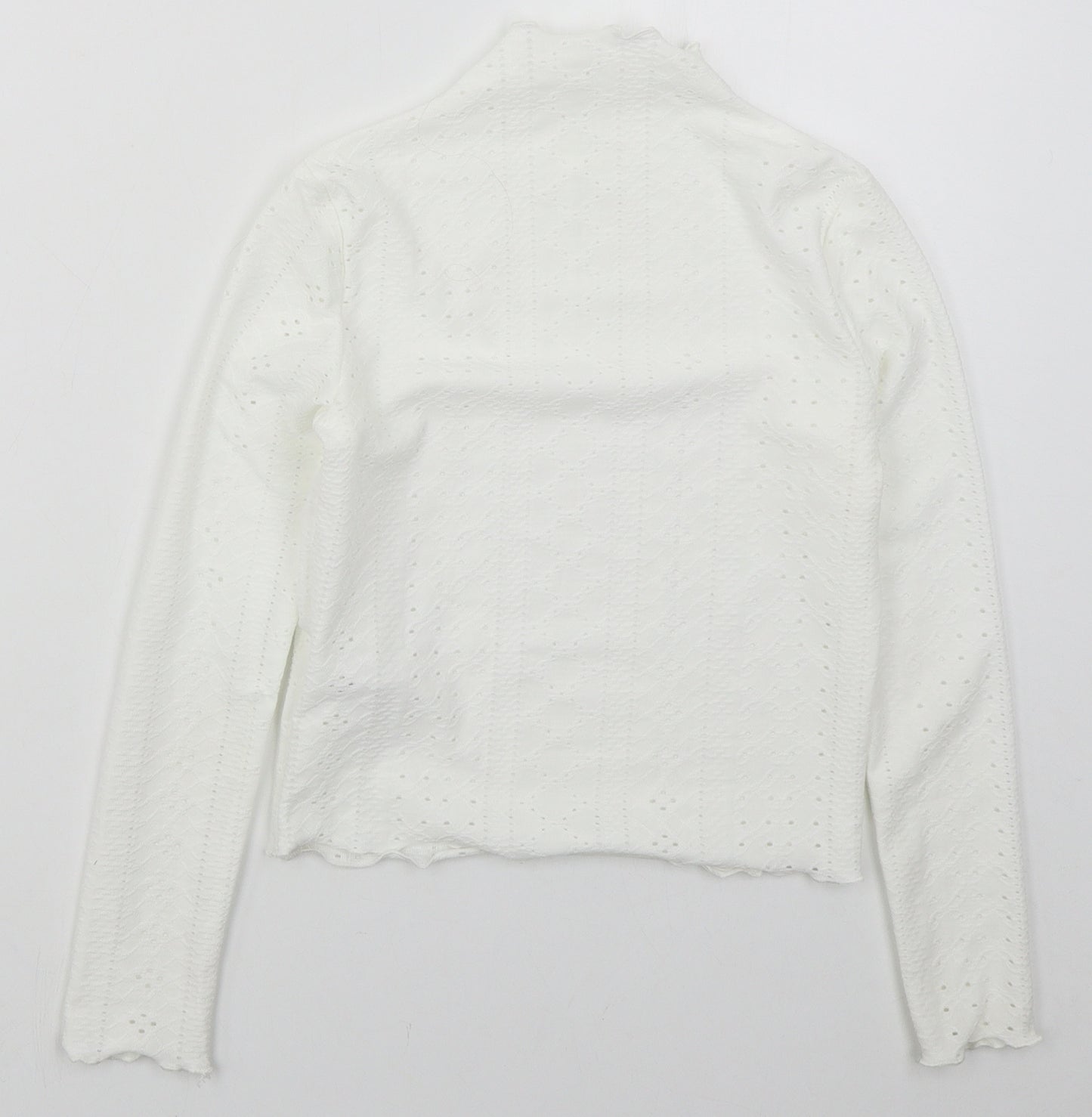 SheIn Girls White  Polyester Basic T-Shirt Size 10 Years Mock Neck Pullover