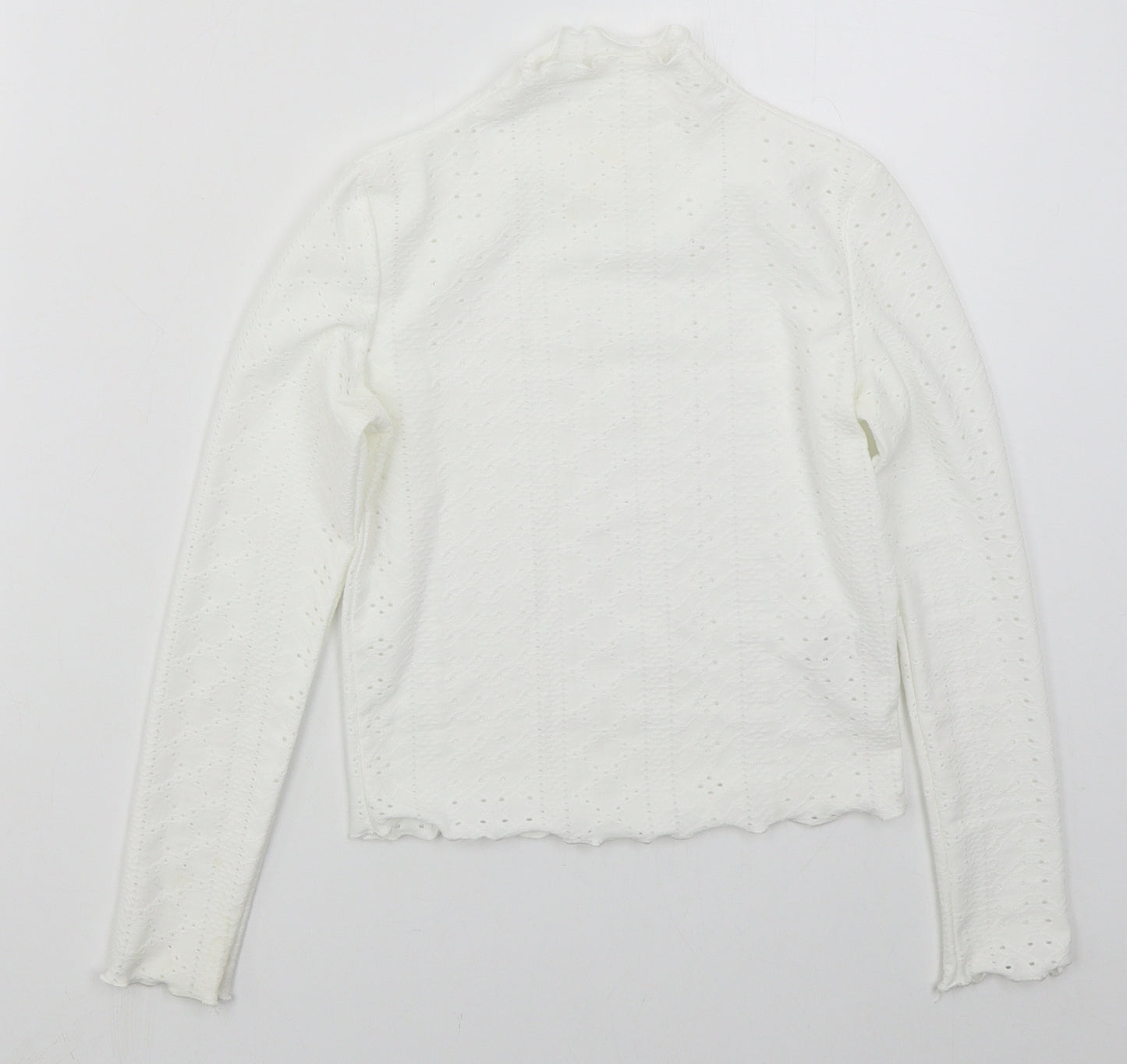 SheIn Girls White  Polyester Basic T-Shirt Size 10 Years Mock Neck Pullover