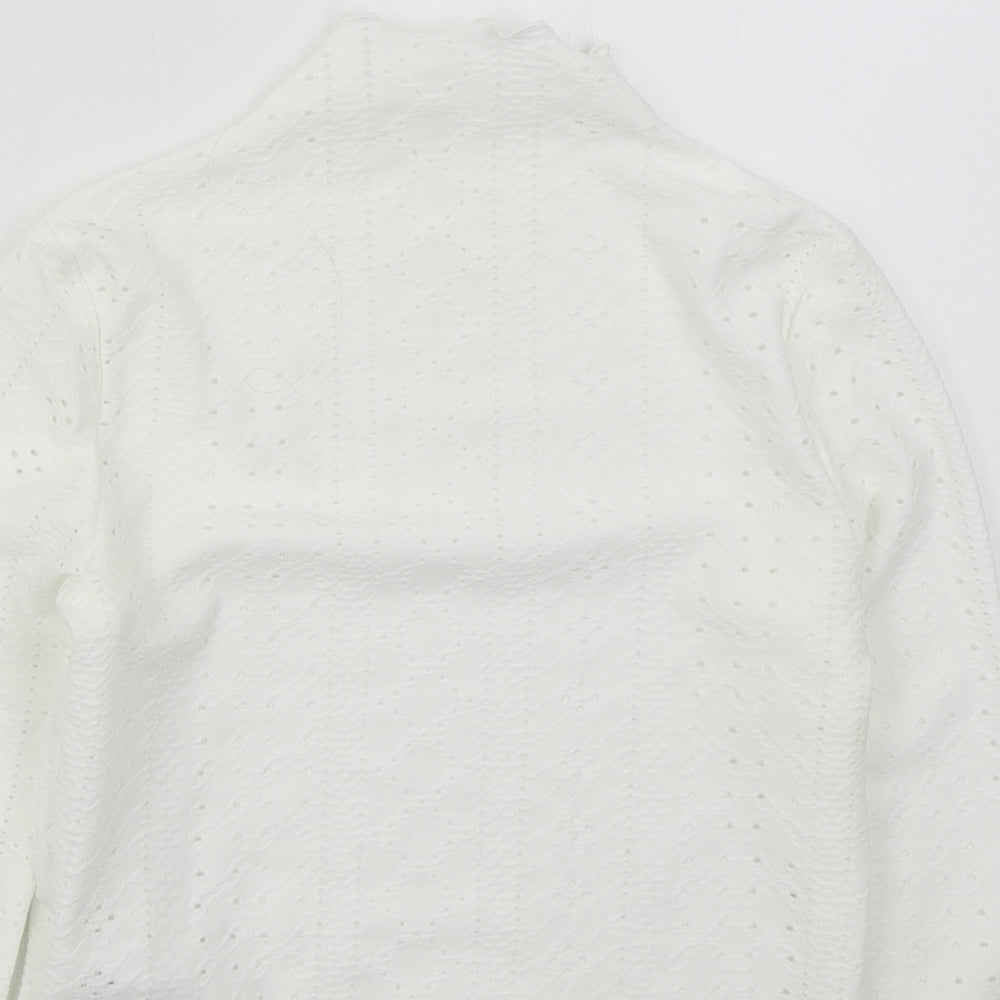SheIn Girls White  Polyester Basic T-Shirt Size 10 Years Mock Neck Pullover