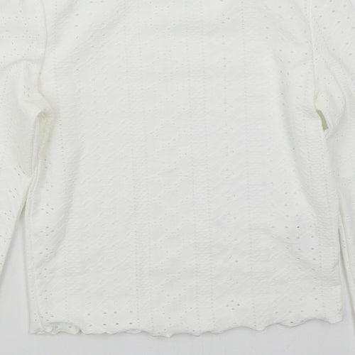 SheIn Girls White  Polyester Basic T-Shirt Size 10 Years Mock Neck Pullover