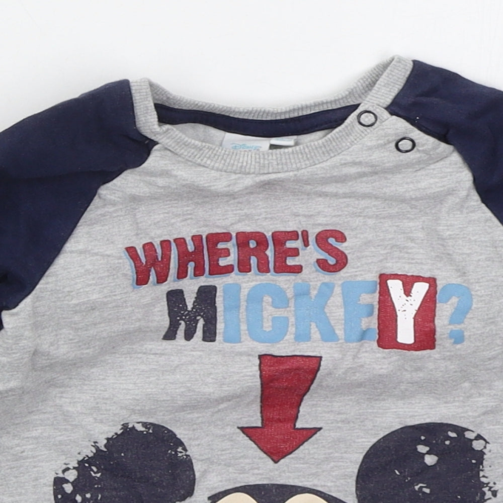 Disney Boys Grey  Cotton Pullover Sweatshirt Size 2-3 Years  Pullover - Where's Mickey?