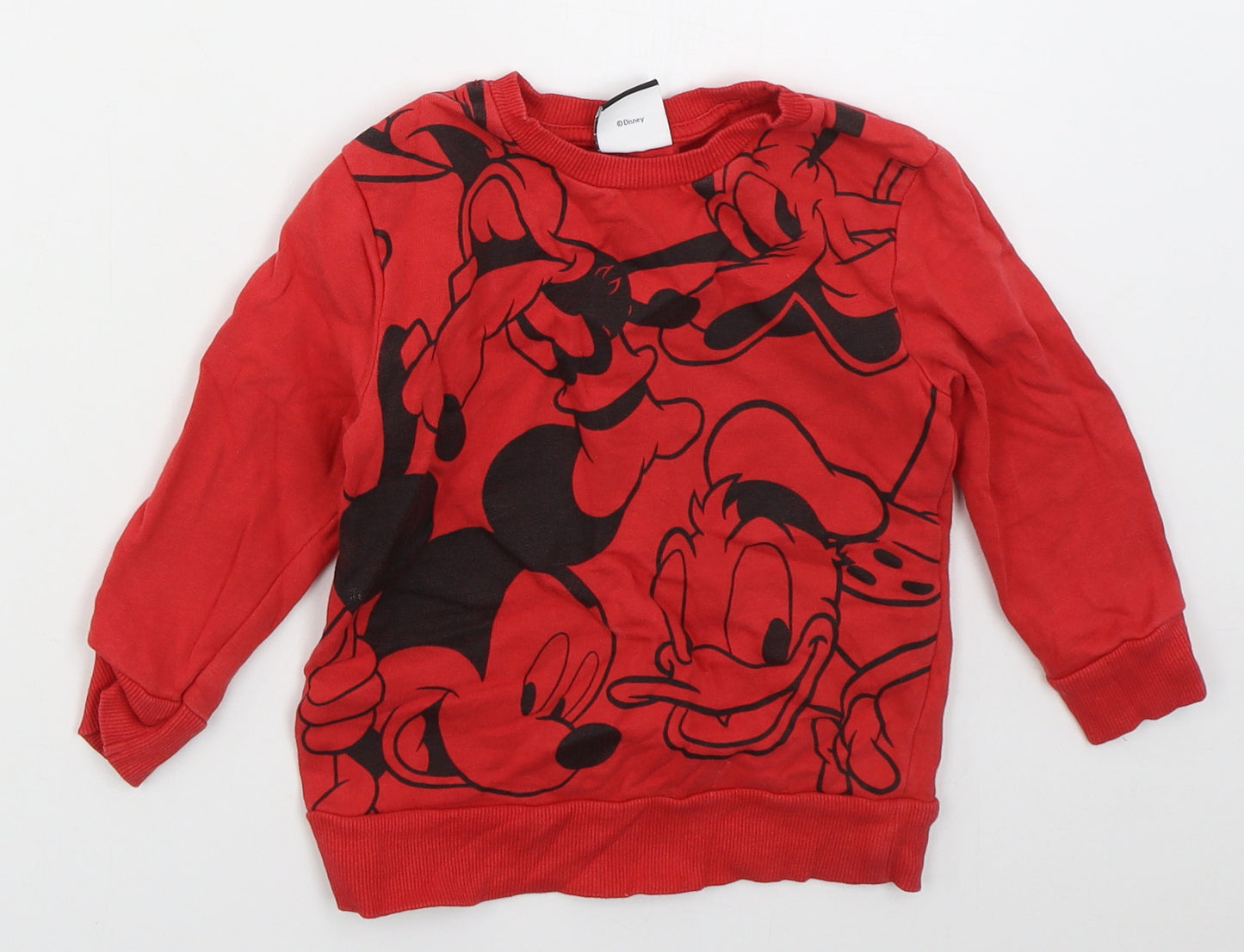 George Boys Red  Cotton Pullover Sweatshirt Size 2-3 Years  Pullover - Mickey Mouse and Friends