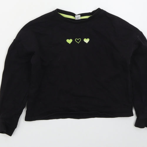 TU Girls Black  Cotton Pullover Sweatshirt Size 9 Years  Pullover - Hearts